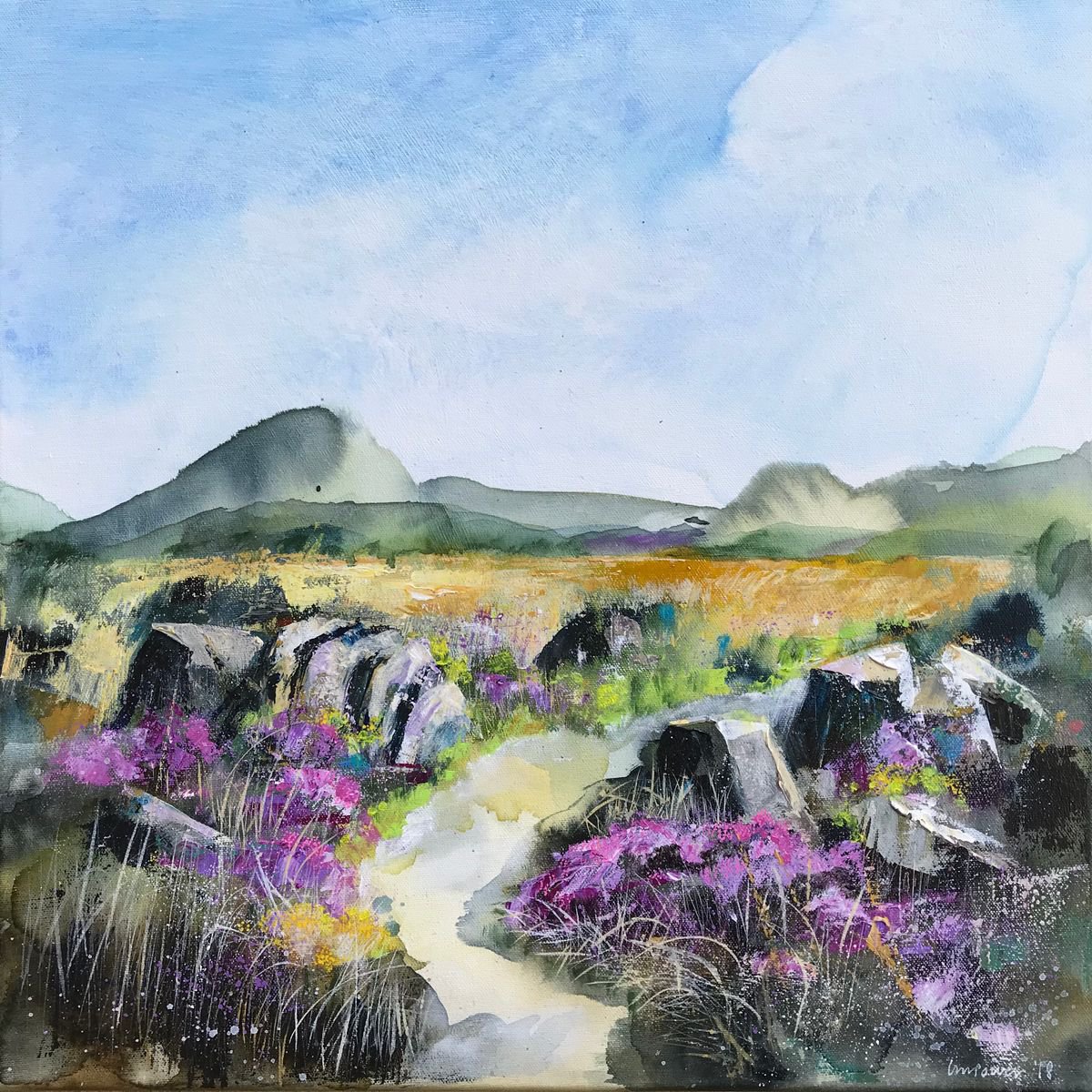 Impressionistic Painting , Heather Moors Landscape #01 By Luci Power, 20 X 20, Artwork For Sale On Artfinder