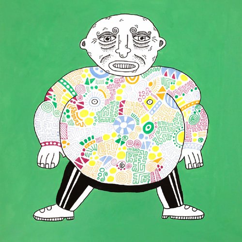 Big guy, green tattoos by Daniel Unger