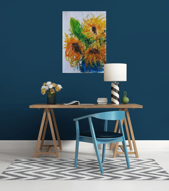 Sunflowers expression... /  ORIGINAL PAINTING