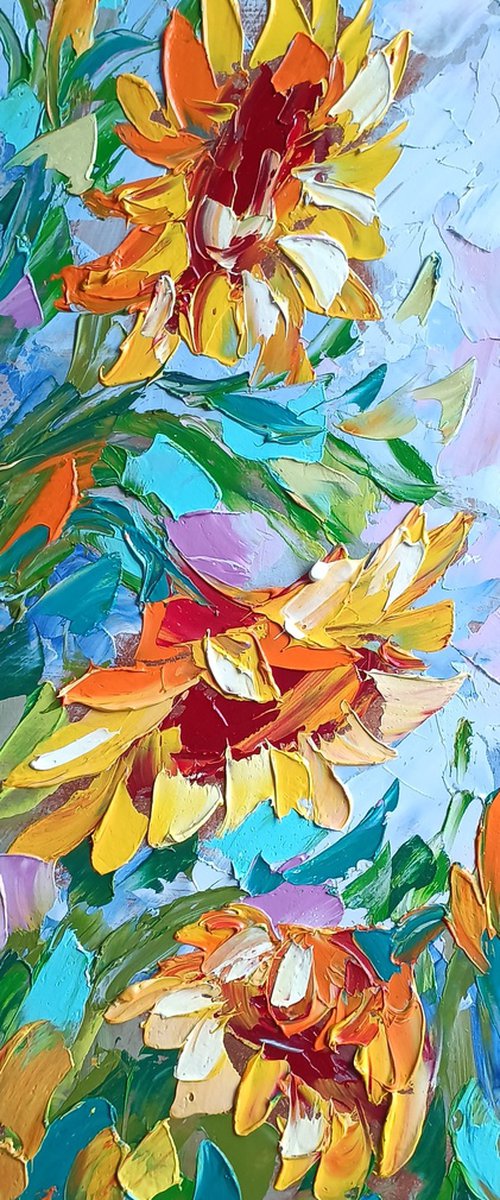 Sunflowers - painting sunflowers, oil painting, flower, sunflowers painting original, oil painting floral,art, gift, home decor by Anastasia Kozorez