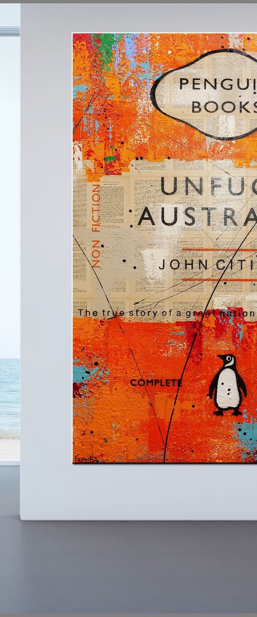 Aussie Aussie Aussie 140cm x 100cm Orange Unfuck Australia Urban Pop Art Textured by Franko