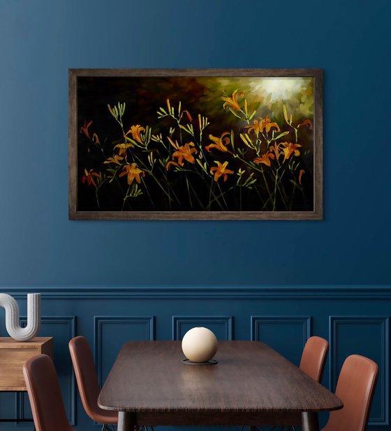 Lilies on black