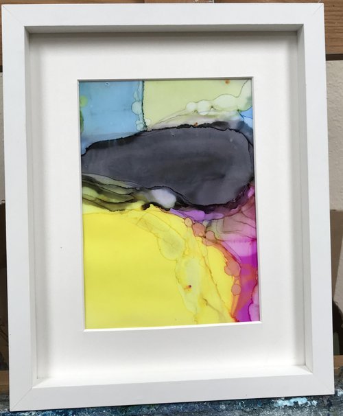 Abstract 'Mellow Yellow II' Framed by Maxine Anne  Martin