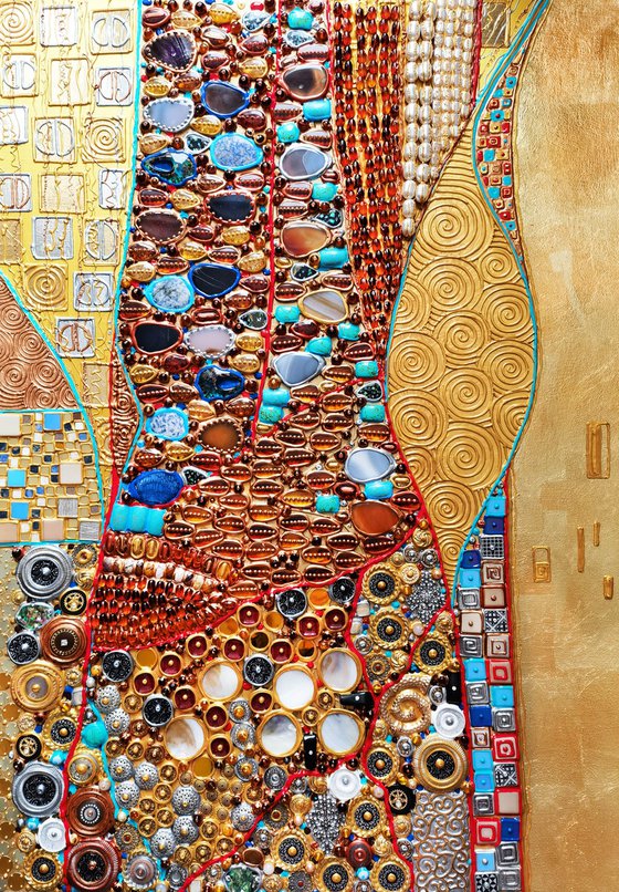 Abstract painting from precious stones. Klimt mosaic art
