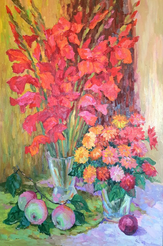 Still Life with Gladiolus - Original oil painting (2014)