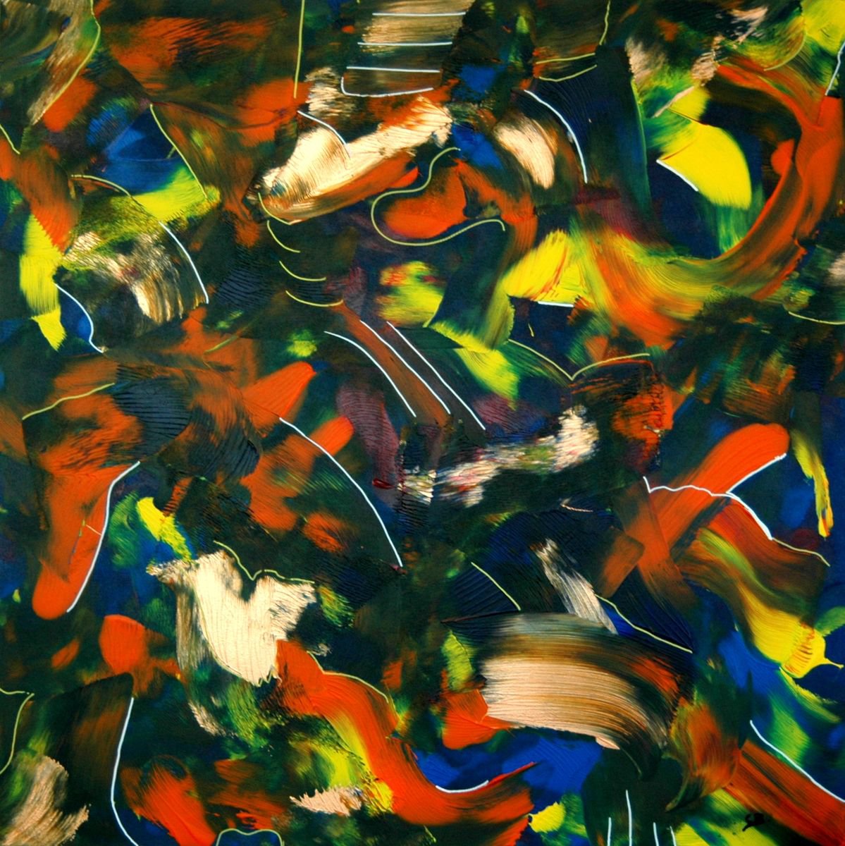 Abstract Acrylic Painting By Cb., 31 X 31, Abstract On Mdf 45, Original Artwork