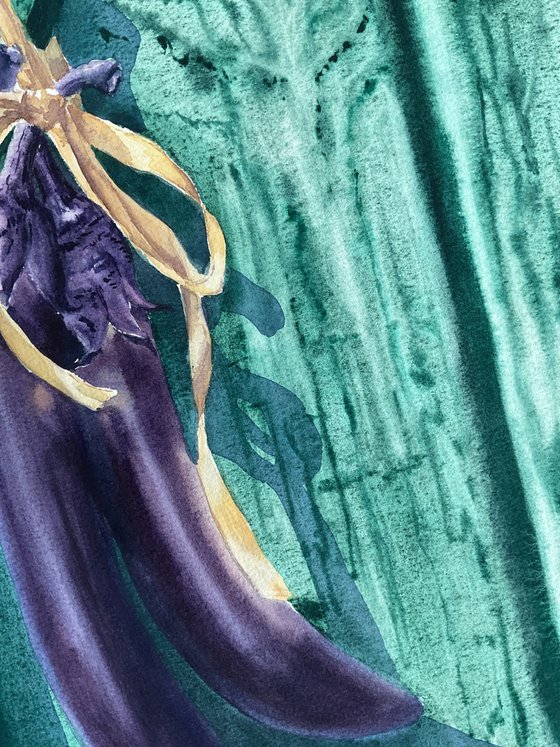 Eggplant on the emerald fence