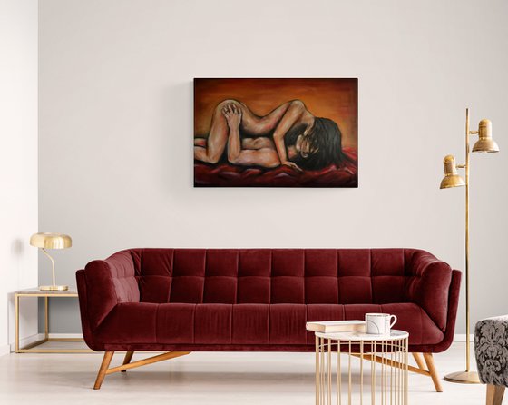 Lovers - large original oil painting