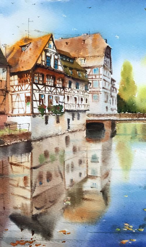 Town on the river - Custom order by Eugenia Gorbacheva