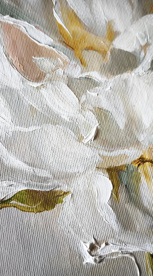 White peonies painting by Annet Loginova