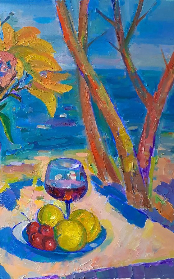 Still Life against the Background of the Sea