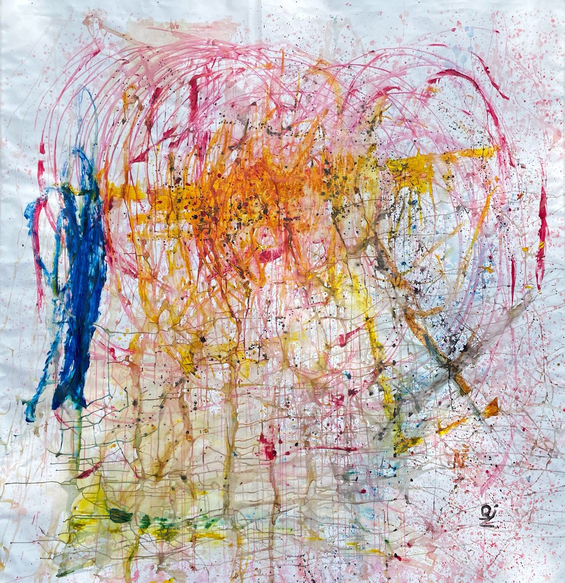 Abstract Painting By Mattia Paoli, 83 X 79", Ab#334 Solar Explosion, Original Artwork