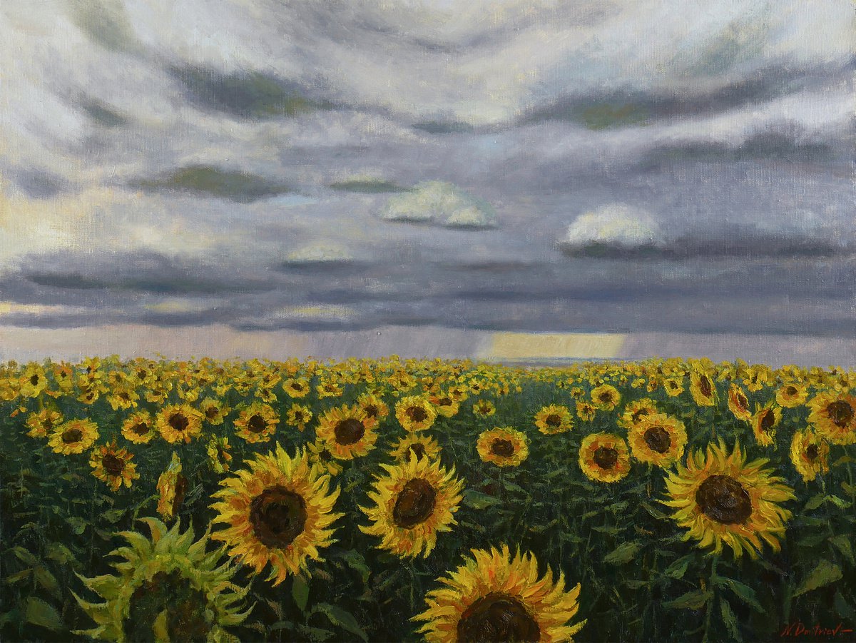Sunflowers - sunflower painting by Nikolay Dmitriev