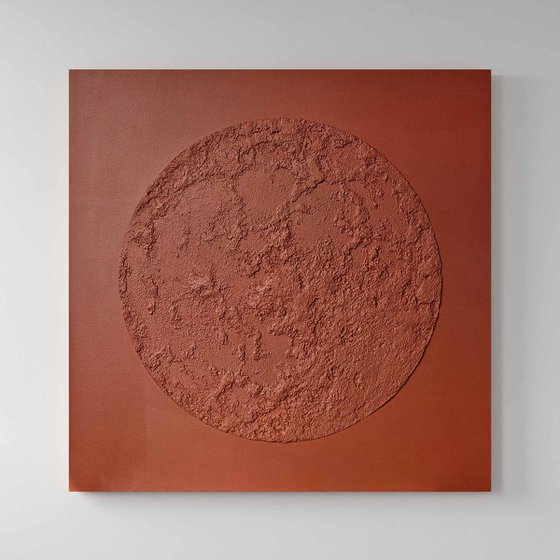 "Red Moon" Abstract moon high textured art