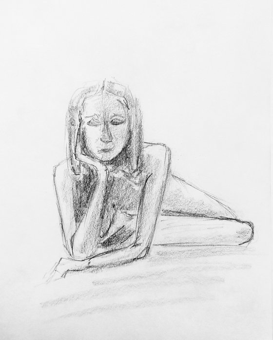 Nude. Original pencil drawing.