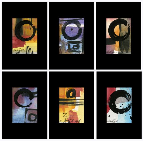 Enso Art 2 - Collection of 6 Matted Paintings by Kathy Morton Stanion by Kathy Morton Stanion