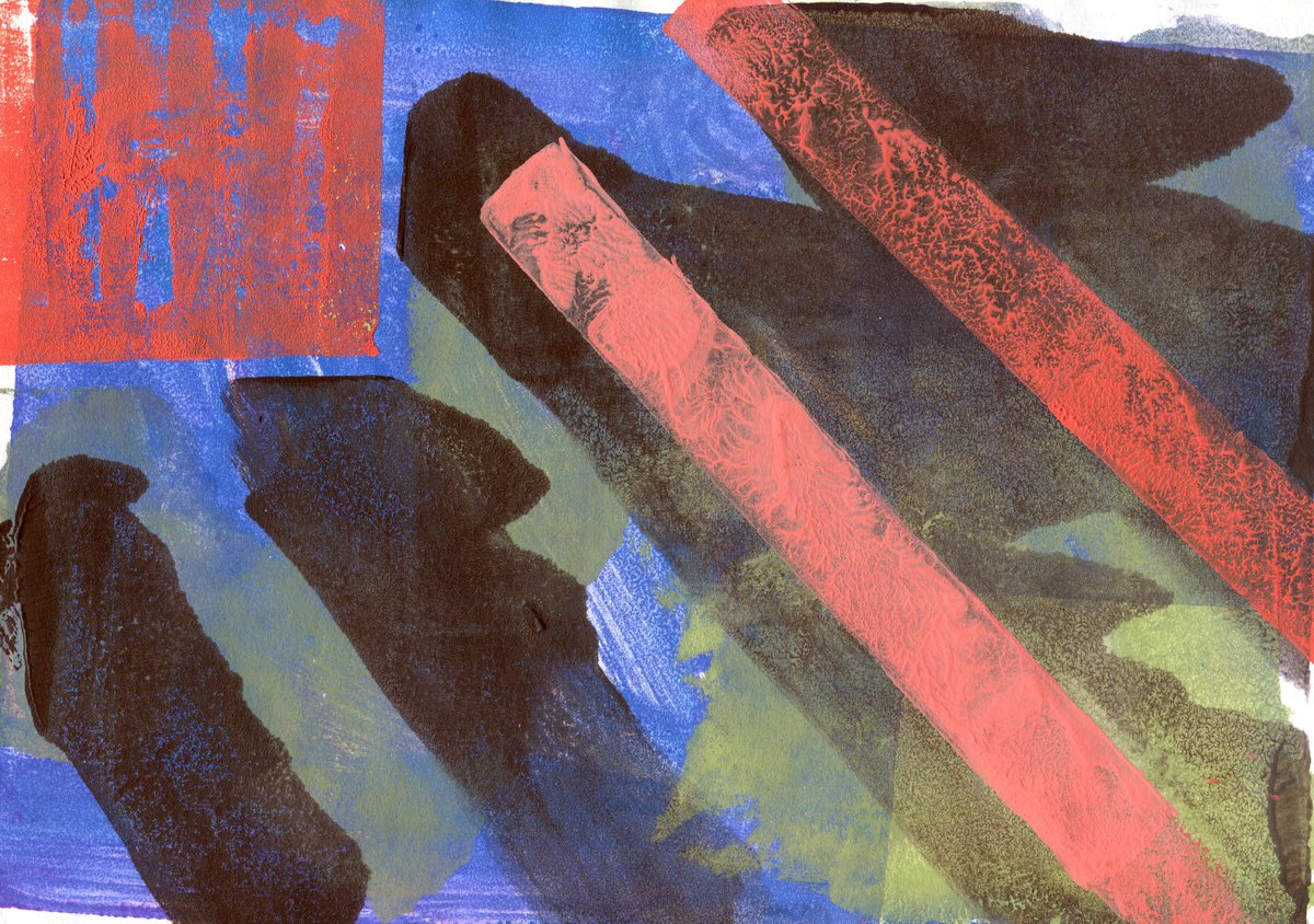 Abstract Limited Edition Print By Elizabeth Anne Fox, 12 X 9, Diagonals, Original Artwork