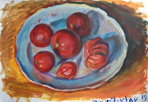 Tomatoes on a dish by Alexander Shvyrkov