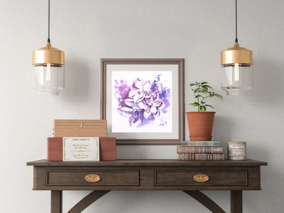 Original watercolor painting "Thousand Shades of Lilac Flowers"