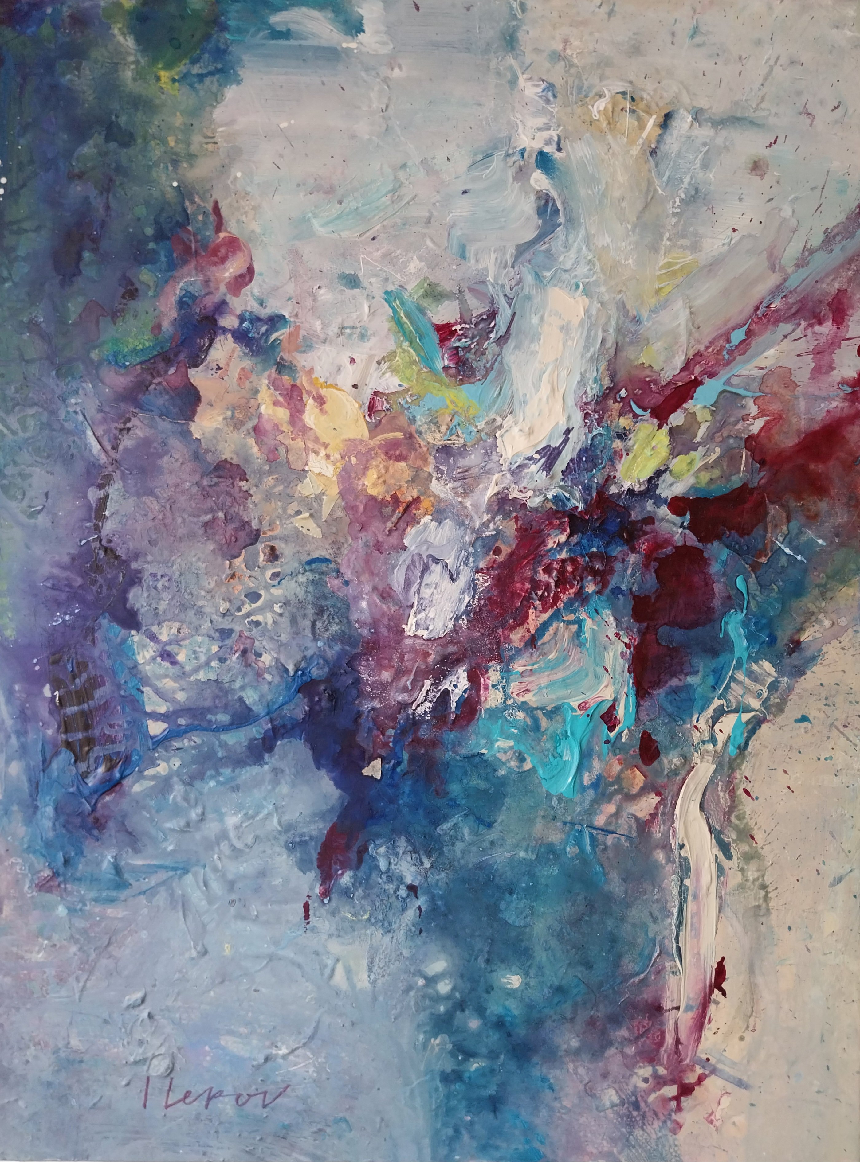 Abstract Acrylic Painting By Ivo Lekov, 24 X 31, Pulse, Original Artwork