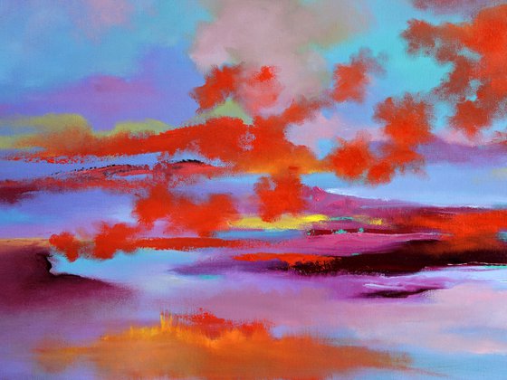 Red Flavor of Clouds, 40" x 40". Discount code VETA-BARKER-20-98132A