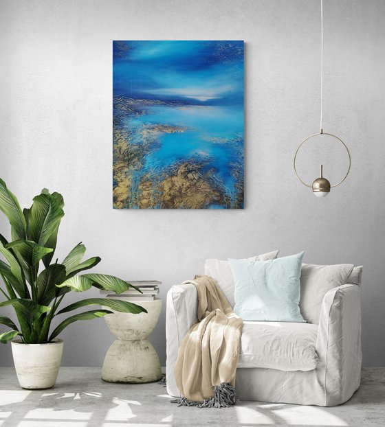 A XL large original modern semi-abstract painting "Calmness"