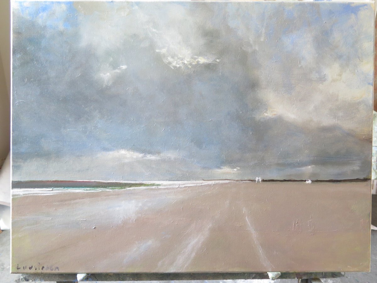 Impressionistic Landscape Oil Painting By Malcolm Ludvigsen, 30 X 24", Bridlington, Dec 30, Original Artwork