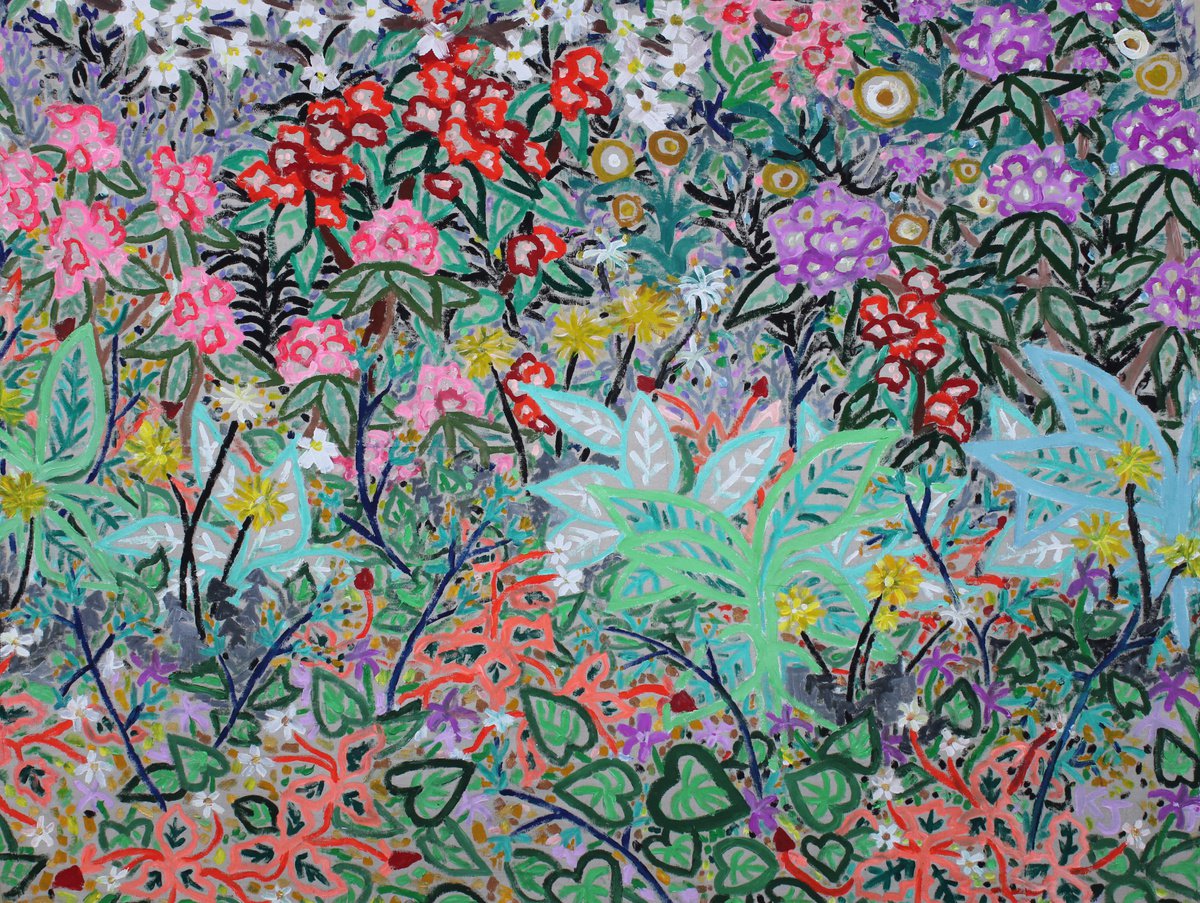Expressive Botanical Acrylic Painting By Katie Jurkiewicz, 64 X 49", Seasonal Offerings, Original Artwork