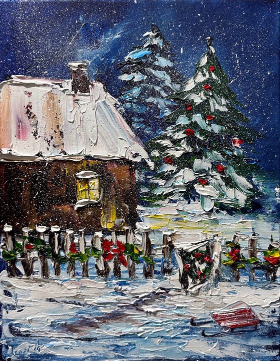 House in the winter forest