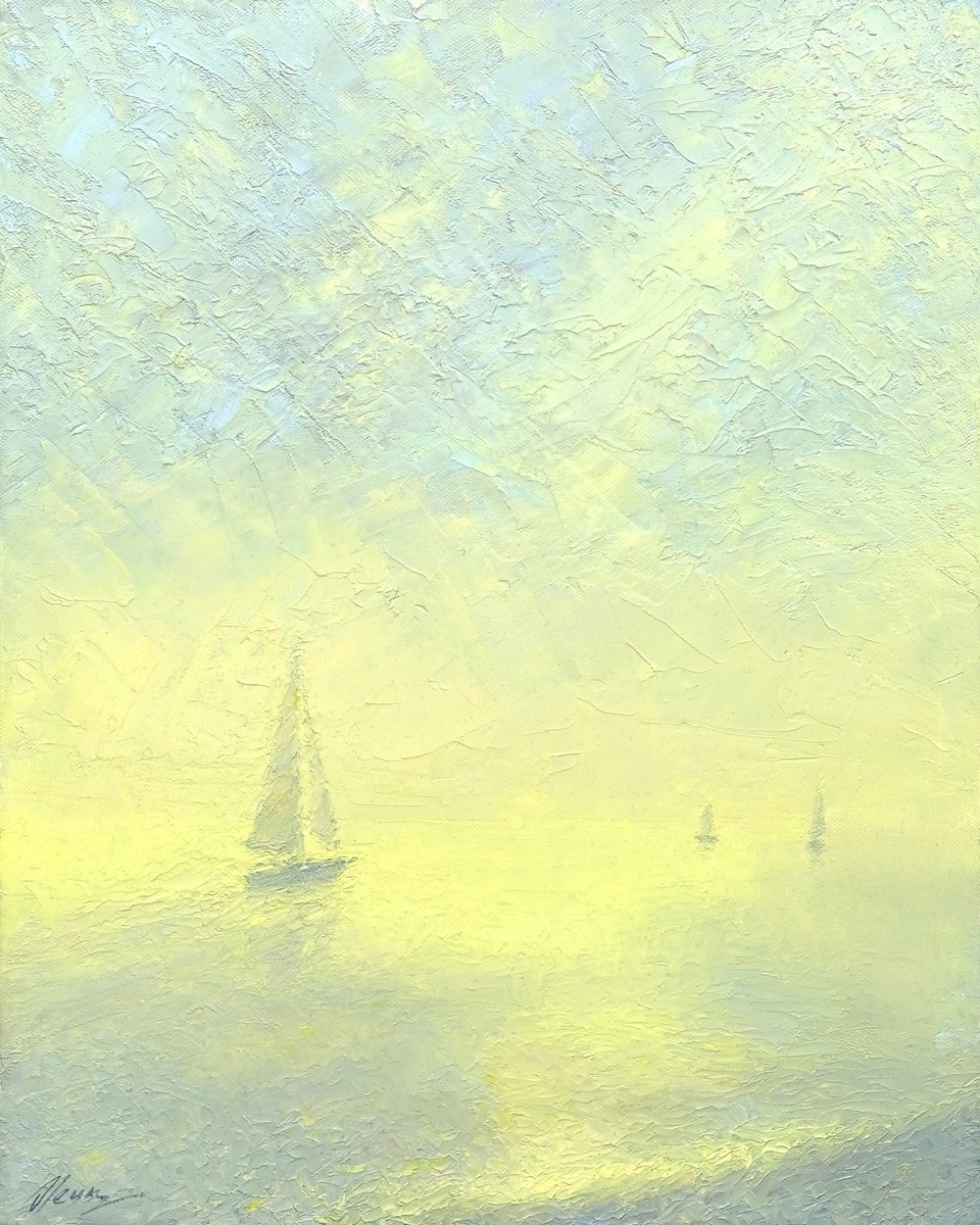 Impressionistic Landscape Oil Painting By Dmitry Oleyn, 16 X 20, Marine Nuances, Original Artwork