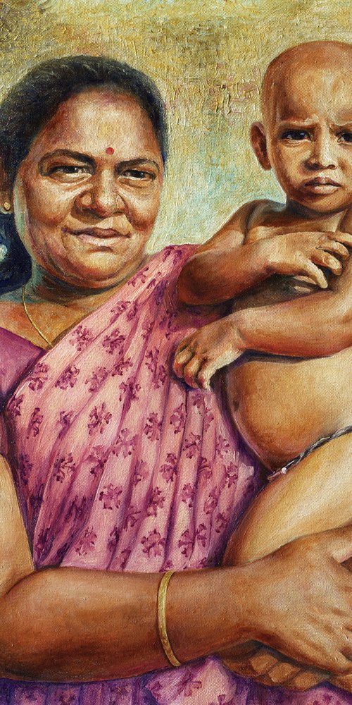 Indian Madonna With A Child by Kateryna Goncharova