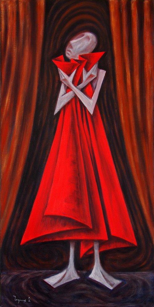 Red Canvas. 2016. Canvas, oil. 100x50 cm by Oleg Chernykh