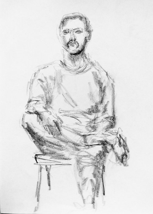Sketch for a portrait. Original pencil drawing. by Yury Klyan