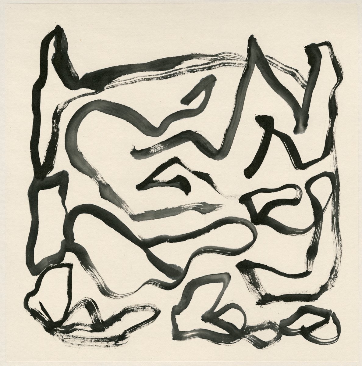 Organic Landscape Drawing By Lee Man Ki Joyce, 14 X 14", The Landscape, Original Artwork