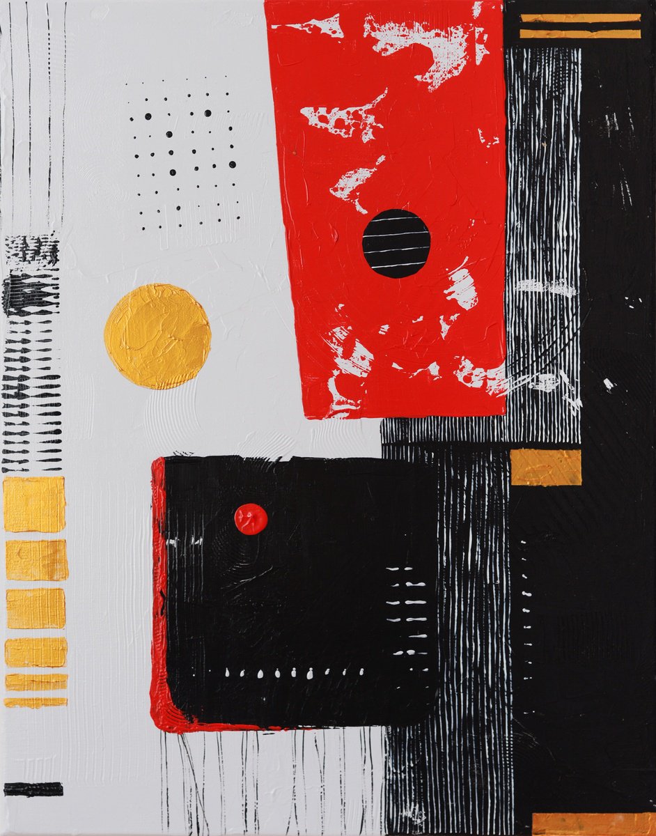 Geometric Abstract Acrylic Painting By Anna Shee, 16 X 20, Abstract #7, Original Artwork