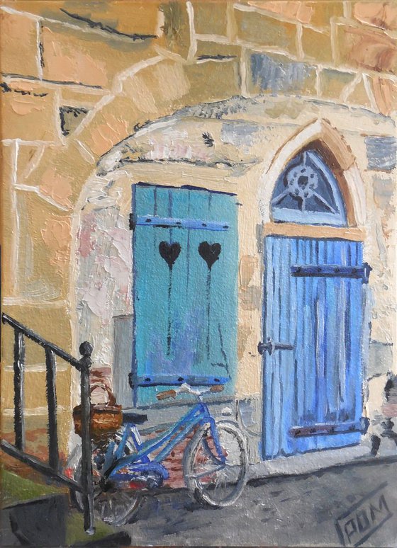 Old House Door With Bicycle
