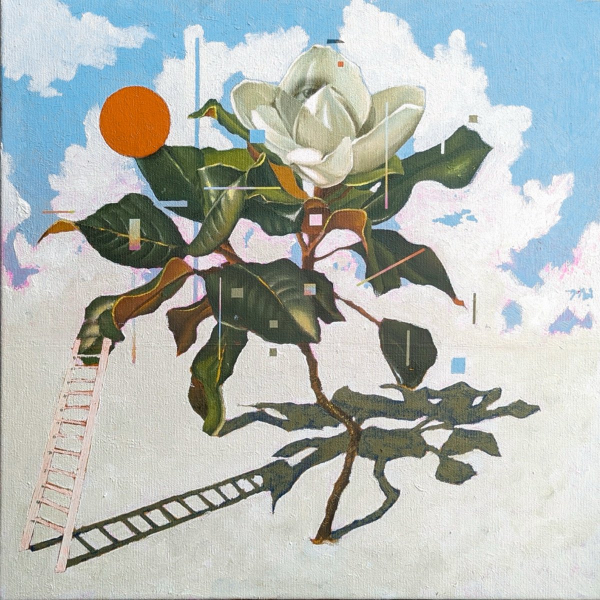 Surrealistic Botanical Oil Painting By Taras Haida, 16 X 16", Focal Point, Original Artwork