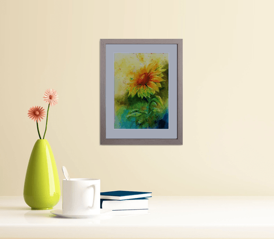 Sunflower in watercolour