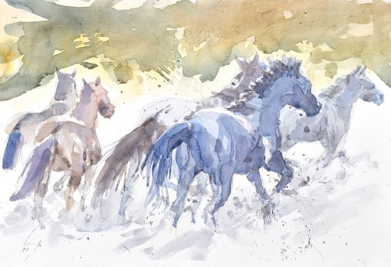 Running horses