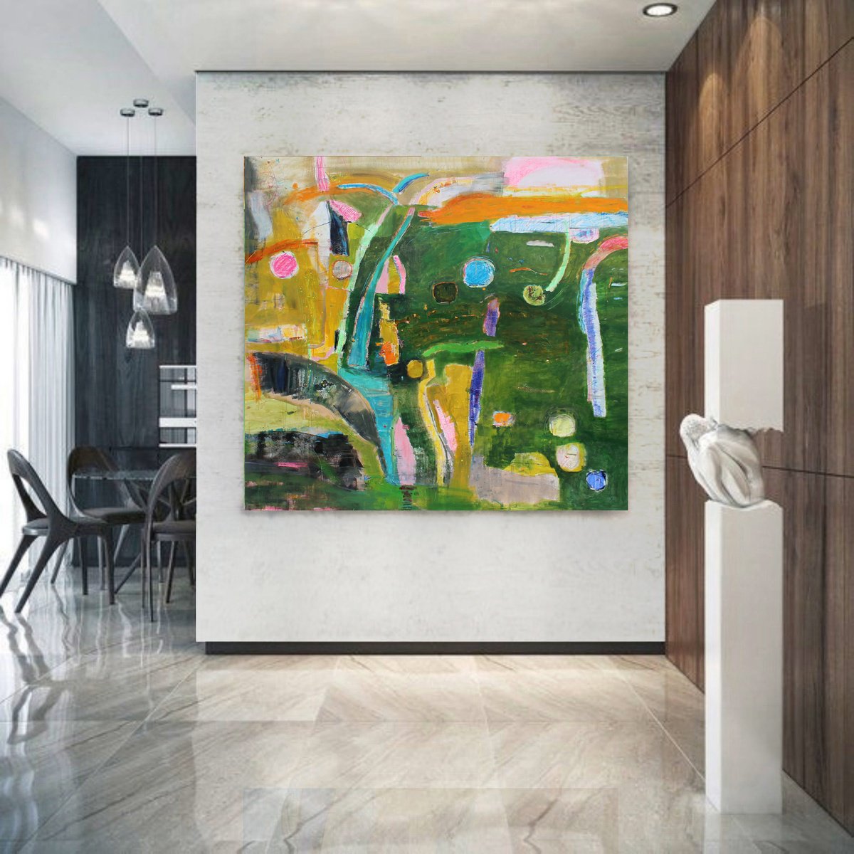 Abstract Acrylic Painting By Sergiy Dekalyuk, 81 X 76", Quiet Water, Original Artwork