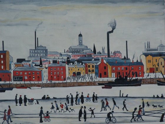 A River Scene after Lowry
