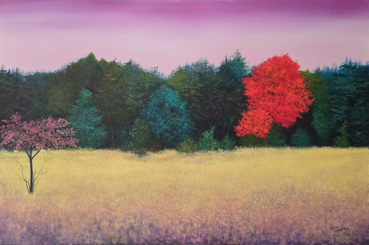 Impressionistic Landscape Oil Painting By Faith Patterson, 36 X 24, Fading Light, Original Artwork