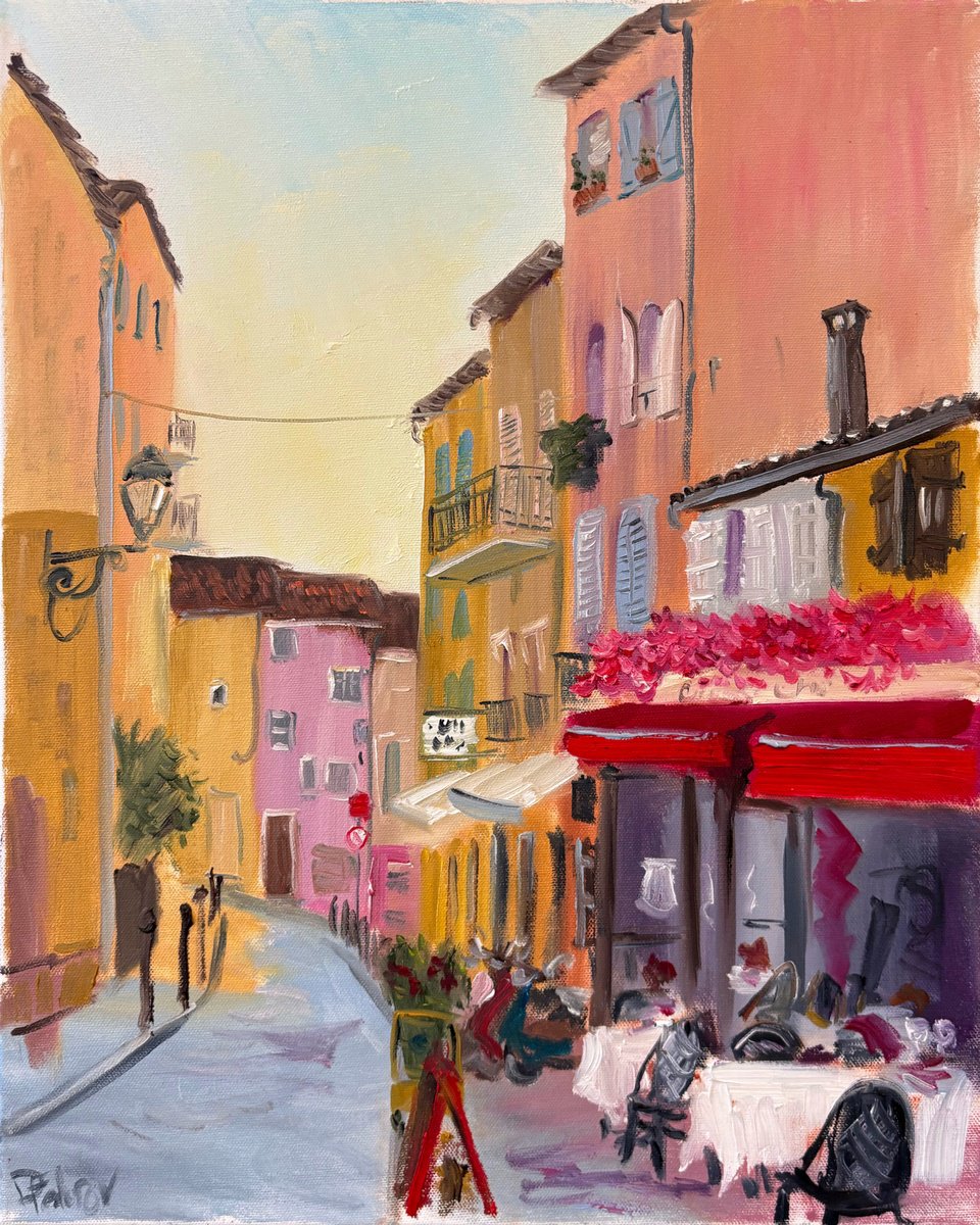 Red Cafe In Sainte-Maxime By Dmitry Fedorov, 16 X 20, Artwork For Sale On Artfinder