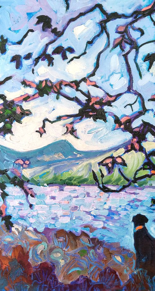 Black Labrador at the Lake District by Mary Kemp