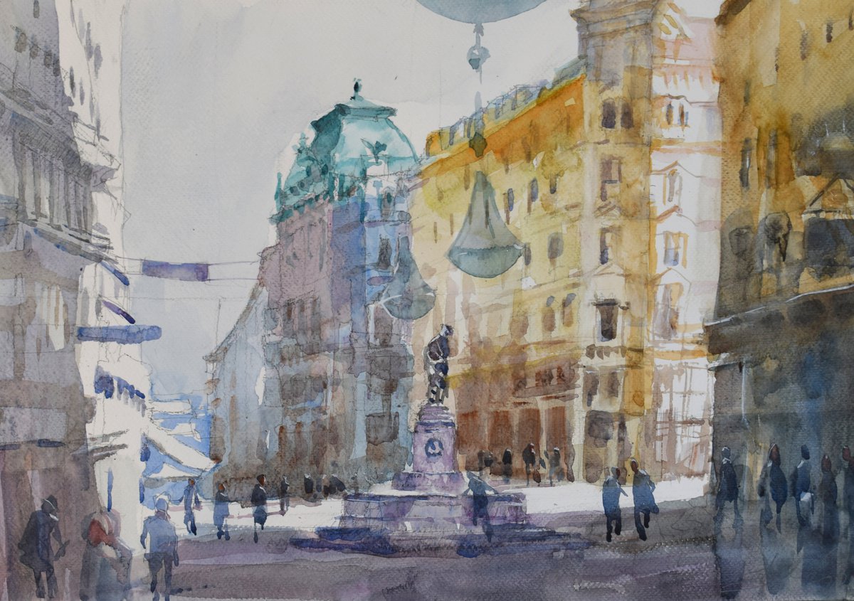 Graben, Vienna (Wien) by Goran igoli? Watercolors