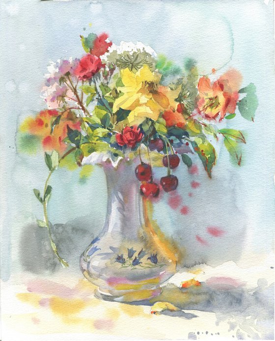 Vase of Flowers watercolor