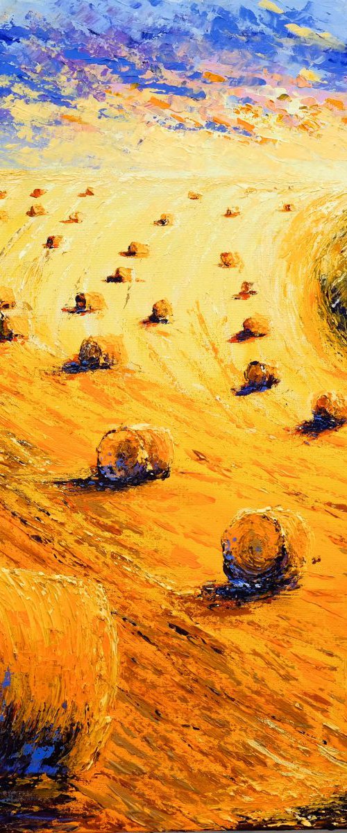 The harvest - Large Structure sommer Palette knives Painting by Danijela Dan