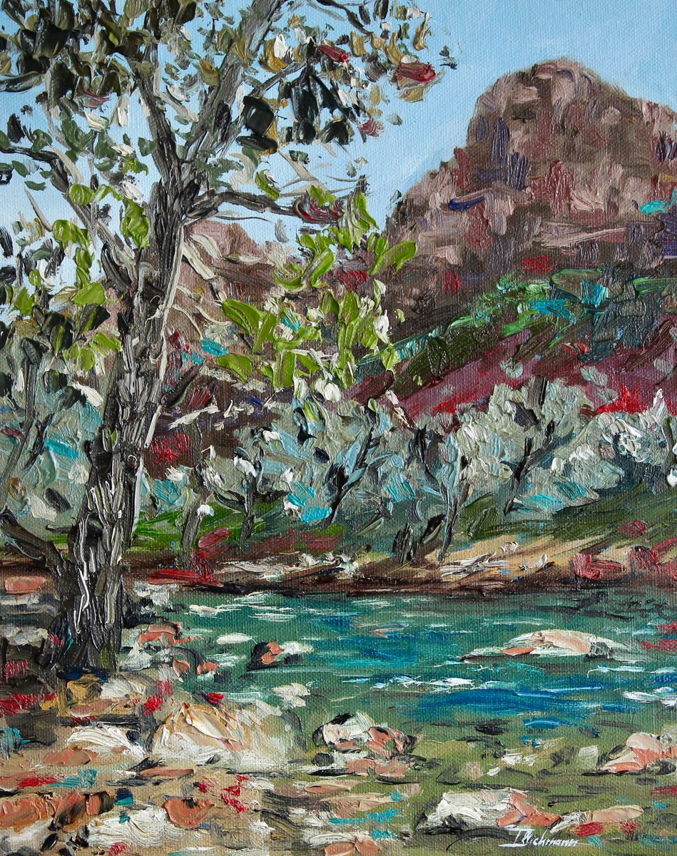 Impressionistic Landscape Oil Painting By Liza Illichmann, 9 X 12", Zion National Park, Original Artwork