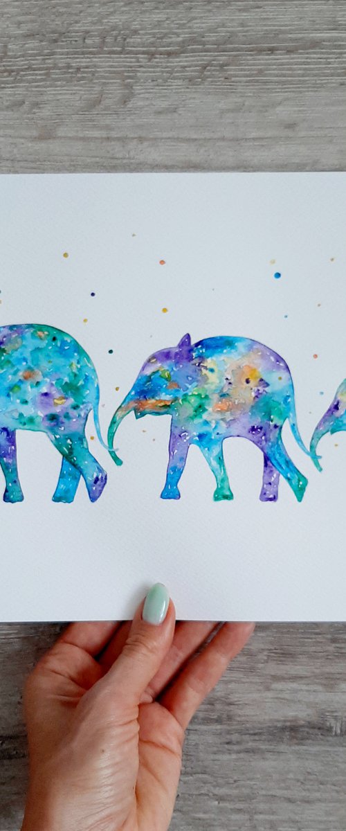 Family of elephants by Luba Ostroushko
