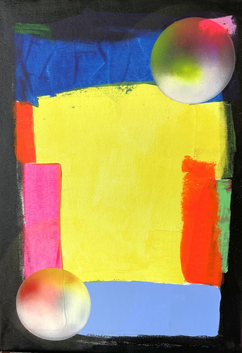 Abstract Acrylic Painting By Juan Jose Garay, 20 X 28", Transformation Circle 07, Original Artwork